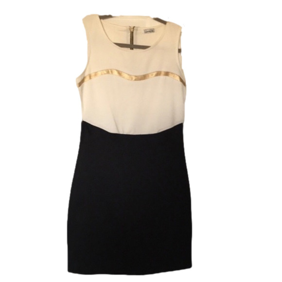 𝅺NEW - Speechless Black/Ivory/Gold Sleeveless Sheath Dress - Juniors Size Large - Picture 1 of 3